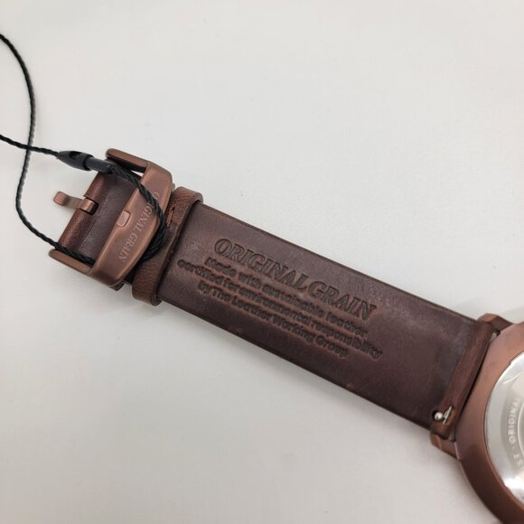 New Original Grain Men Watch Whiskey Espresso Minimalist 40mm Italian Leather - Picture 4 of 16